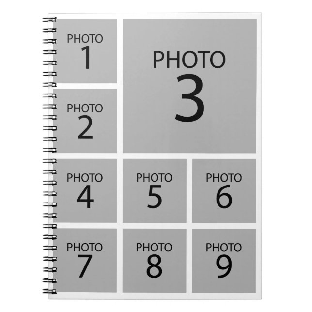 Create your collage Personalized  template 9 PHOTO Notebook (Front)