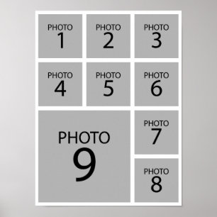 Create your collage Personalized template 9 PHOTO Poster