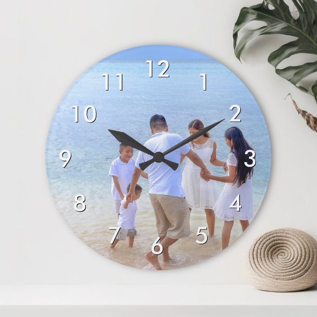 Create Your Custom Family Keepsake Photo Modern Large Clock (Creator Uploaded)