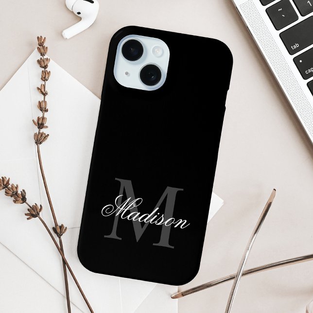 Create Your Custom Name Monogram Calligraphy Black Case-Mate iPhone Case (Creator Uploaded)