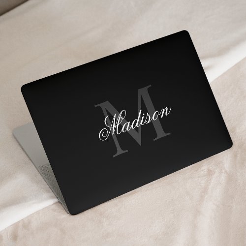 Create Your Custom Name Monogram Calligraphy Black HP Laptop Skin