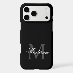 Create Your Custom Name Monogram Calligraphy Black iPhone 17 Pro Max Case