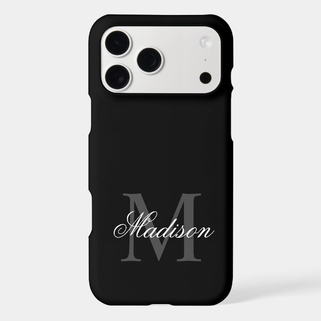Create Your Custom Name Monogram Calligraphy Black iPhone Case (Back)
