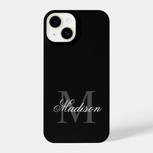 Create Your Custom Name Monogram Calligraphy Black iPhone 14 Case