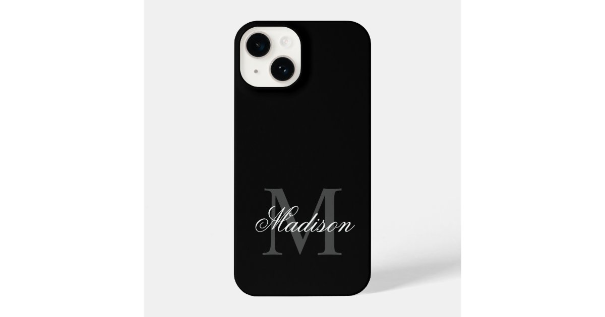 Create Your Custom Name Monogram Calligraphy Black iPhone Case | Zazzle