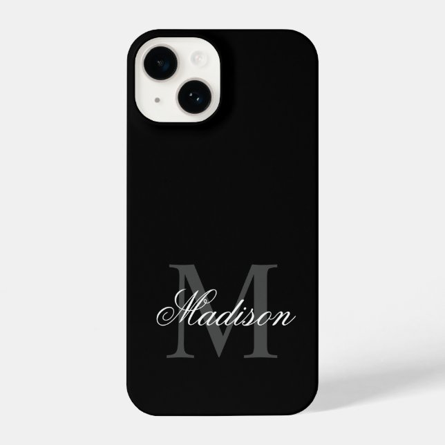 Create Your Custom Name Monogram Calligraphy Black iPhone Case (Back)