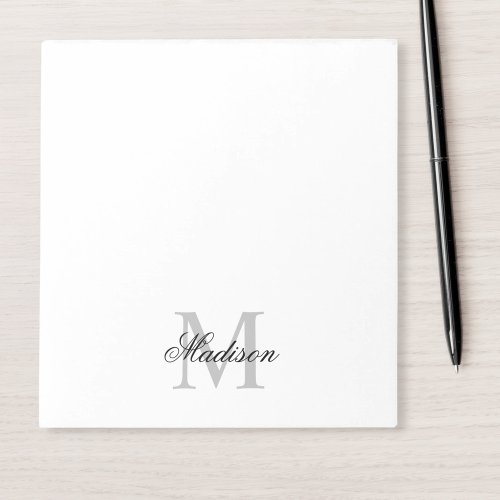 Create Your Custom Name Monogram Calligraphy Black Notepad