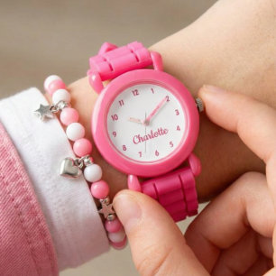 Create Your Custom Name Personalized Girls Pink Watch