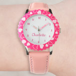 Create Your Custom Name Personalized Girls Pink Watch<br><div class="desc">Create your own personalized, girls fun girly pink strap, stainless steel wrist watch. To edit this design template, simply edit the text fields as shown above. You can even add more text or images, customize fonts and colors. Go ahead create a wonderful, custom watch for the little princess in your...</div>
