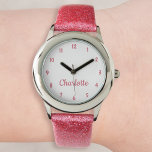 Create Your Custom Name Personalized Girls Pink Watch<br><div class="desc">Create your own personalized, girls fun girly pink glitter strap, stainless steel wrist watch. To edit this design template, simply edit the text fields as shown above. You can even add more text or images, customize fonts and colors. Go ahead create a wonderful, custom watch for the little princess in...</div>