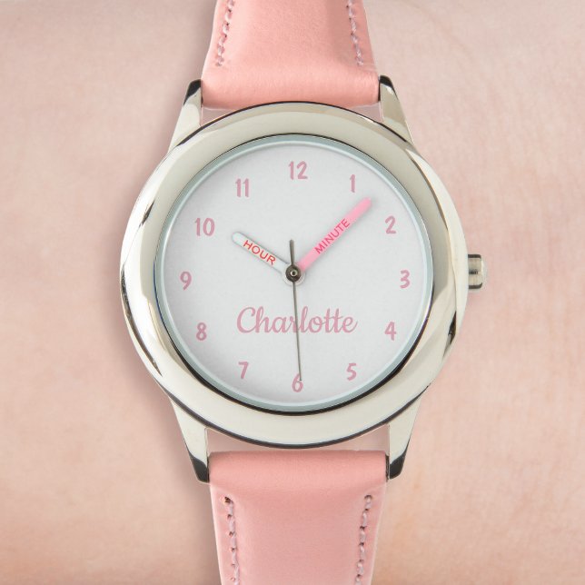 Create Your Custom Name Personalized Girls Pink Watch (Creator Uploaded)