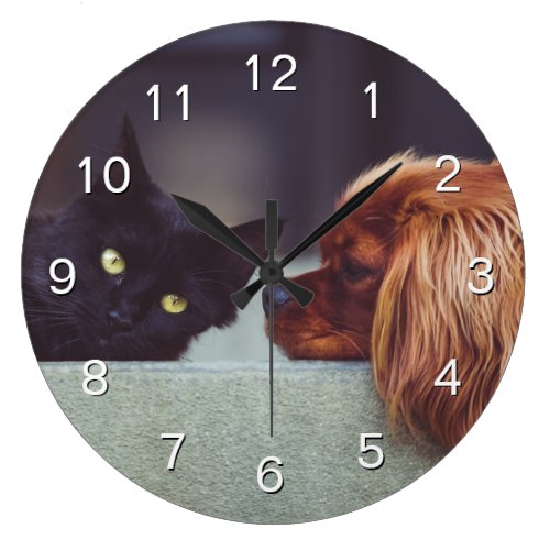 Create Your Custom Pet Photo Modern Elegant Large Clock - Decorative customizable modern elegant clock design with your custom photo, image or logo.