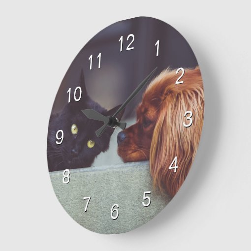 Create Your Custom Pet Photo Modern Elegant Large Clock | Zazzle