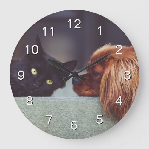 Create Your Custom Pet Photo Modern Elegant Large Clock