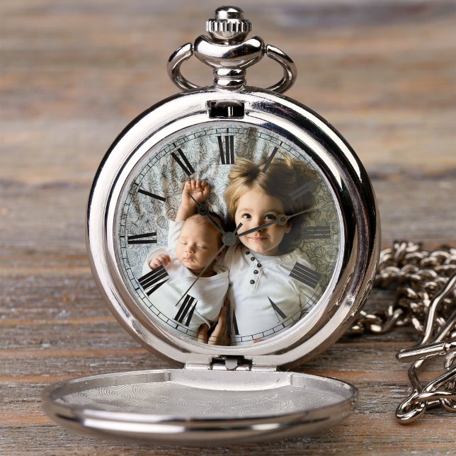 Create Your Custom Photo Classy Elegant Roman Pocket Watch (Creator Uploaded)