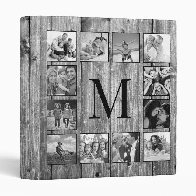 Create Your Custom Photo Collage Rustic Farmhouse 3 Ring Binder (Front/Spine)