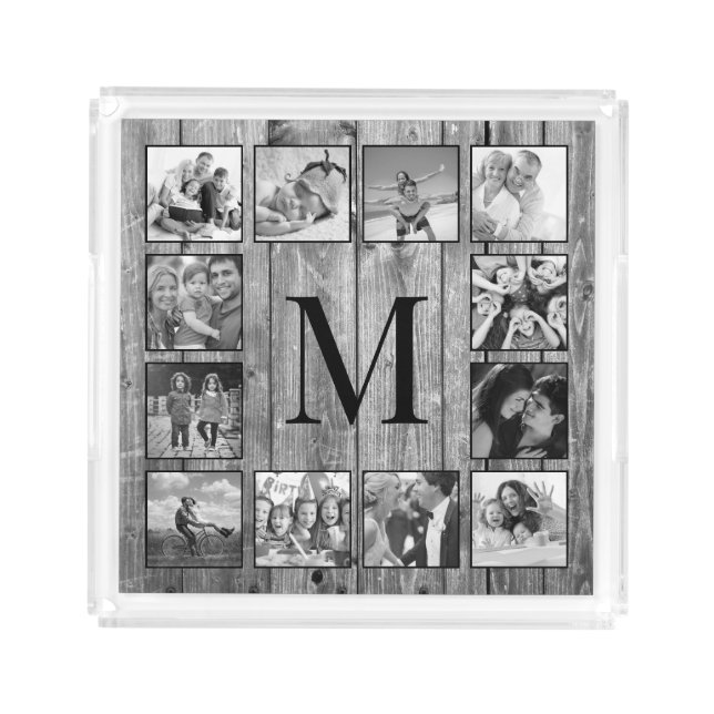 Create Your Custom Photo Collage Rustic Farmhouse Acrylic Tray (Front)