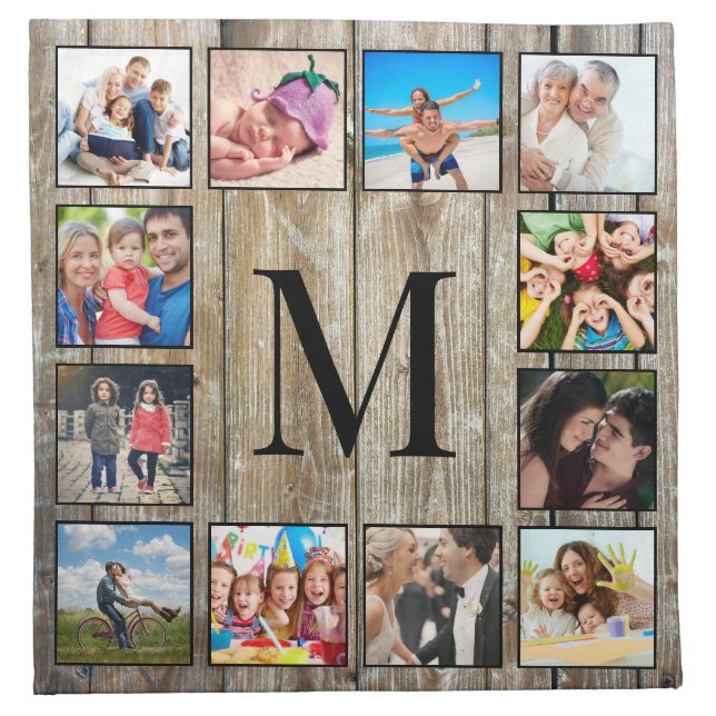 Create Your Custom Photo Collage Rustic Farmhouse Cloth Napkin (Front)