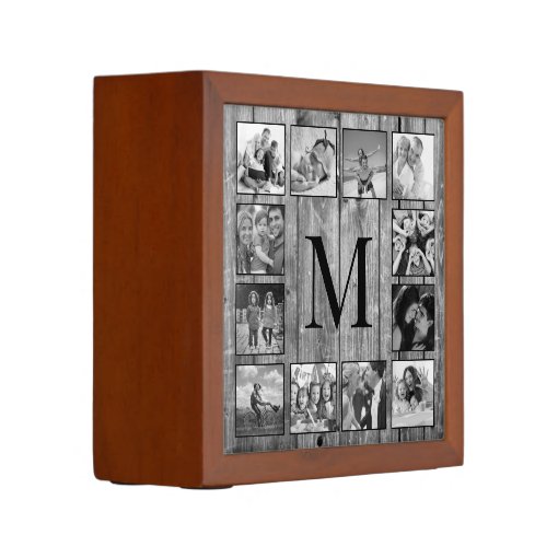 Create Your Custom Photo Collage Rustic Farmhouse Desk Organizer Zazzle