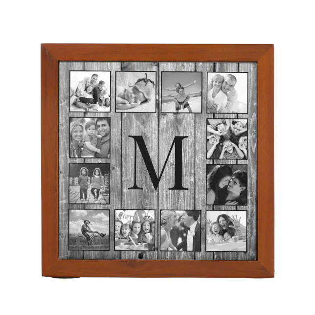 Create Your Custom Photo Collage Rustic Farmhouse Desk Organizer Zazzle