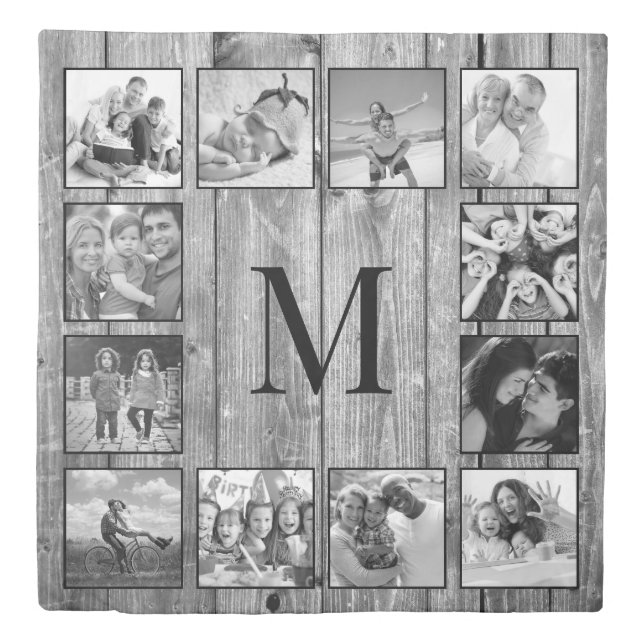 Create Your Custom Photo Collage Rustic Farmhouse Duvet Cover (Front)