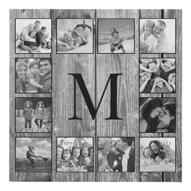 Create Your Custom Photo Collage Rustic Farmhouse Faux Canvas Print (Front)