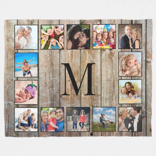 Create Your Custom Photo Collage Rustic Farmhouse Fleece Blanket