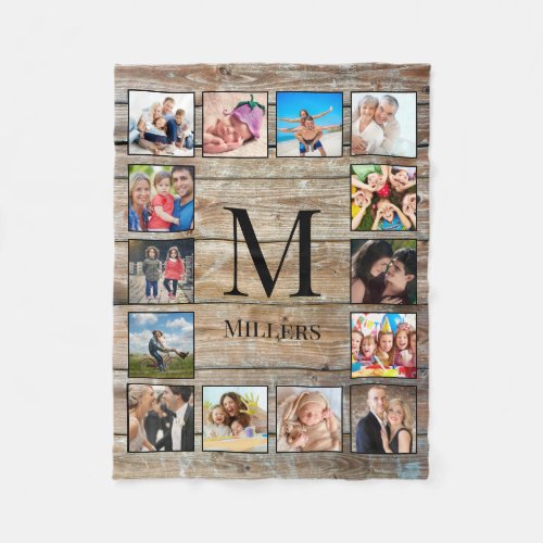Create Your Custom Photo Collage Rustic Farmhouse Fleece Blanket