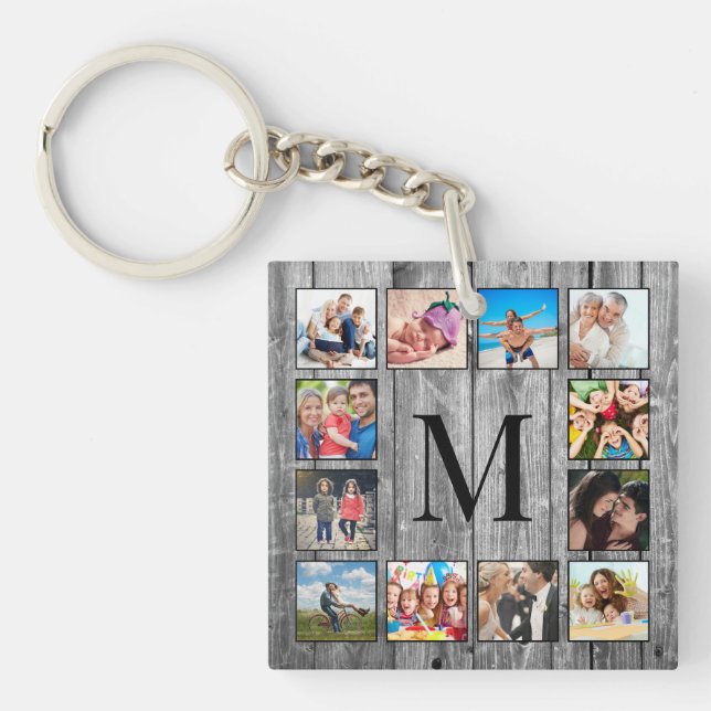 Create Your Custom Photo Collage Rustic Farmhouse  Keychain (Front)