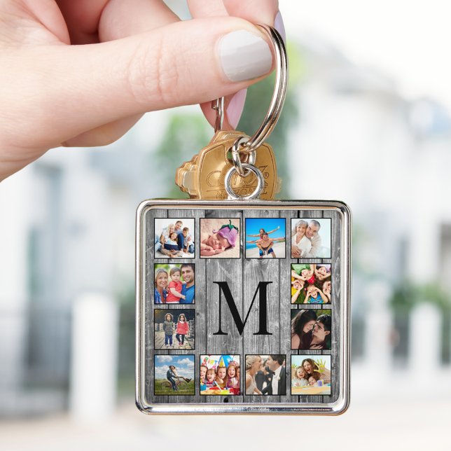 Create Your Custom Photo Collage Rustic Farmhouse Keychain (Creator Uploaded)