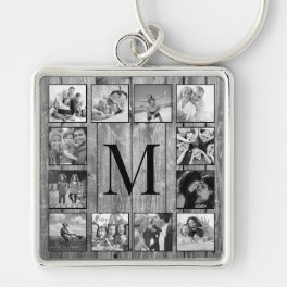 Create Your Custom Photo Collage Rustic Farmhouse Keychain
