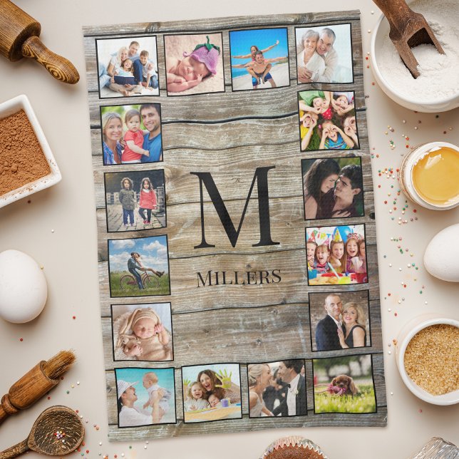 Create Your Custom Photo Collage Rustic Farmhouse Kitchen Towel (Creator Uploaded)