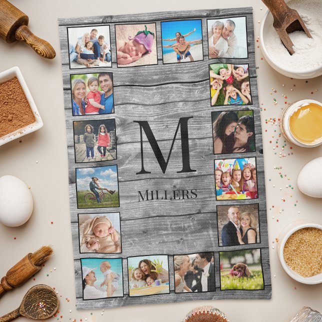 Create Your Custom Photo Collage Rustic Farmhouse Kitchen Towel (Creator Uploaded)
