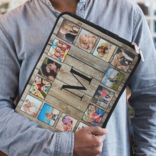 Create Your Custom Photo Collage Rustic Farmhouse Laptop Sleeve