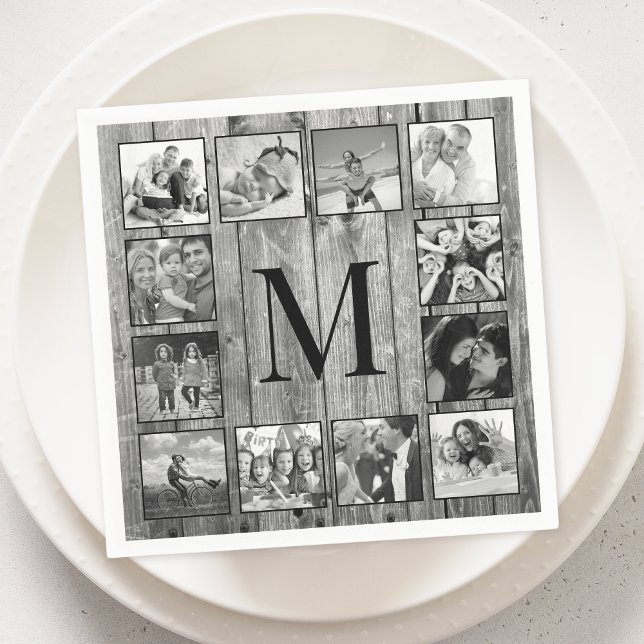 Create Your Custom Photo Collage Rustic Farmhouse Napkins (Creator Uploaded)