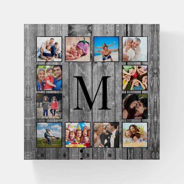 Create Your Custom Photo Collage Rustic Farmhouse Paperweight (Front)