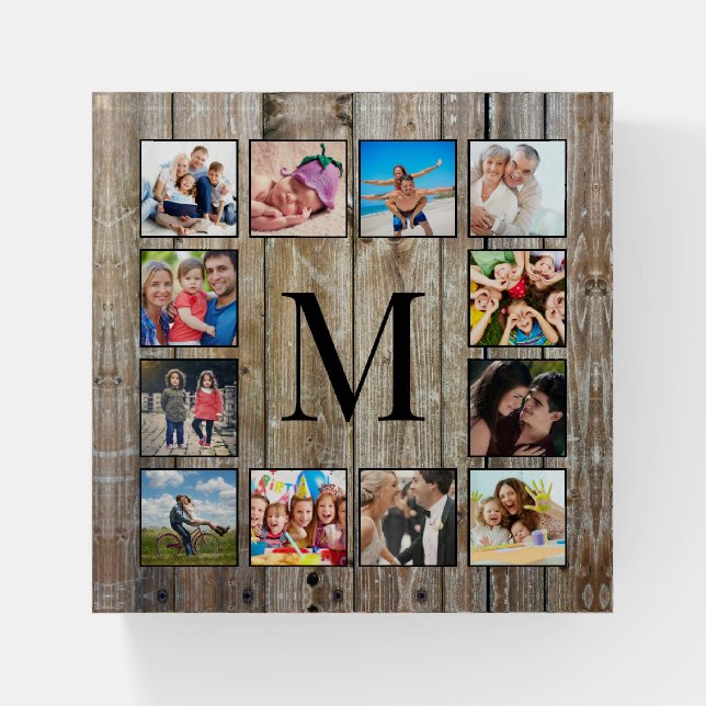 Create Your Custom Photo Collage Rustic Farmhouse Paperweight (Front)