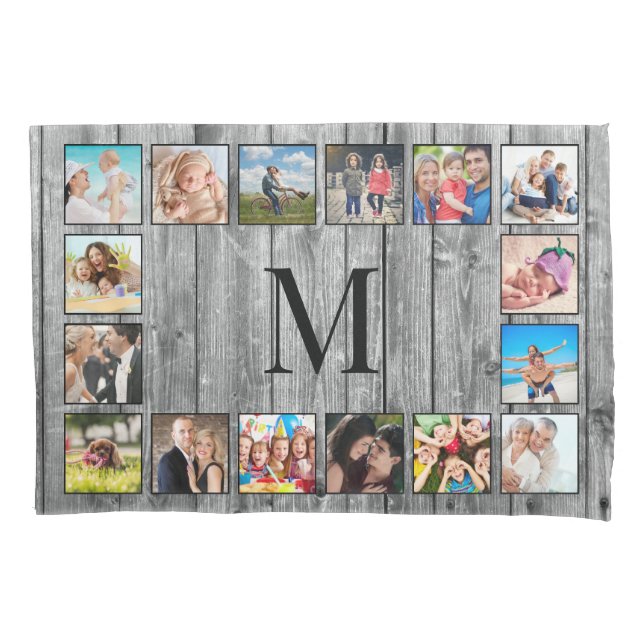 Create Your Custom Photo Collage Rustic Farmhouse Pillow Case (Front)