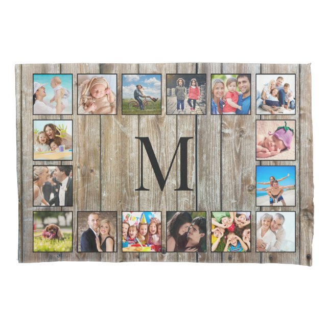 Create Your Custom Photo Collage Rustic Farmhouse Pillow Case (Front)