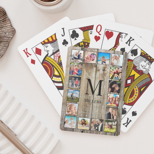 Create Your Custom Photo Collage Rustic Farmhouse Poker Cards (Creator Uploaded)