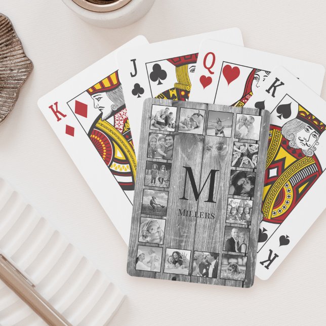 Create Your Custom Photo Collage Rustic Farmhouse Poker Cards (Creator Uploaded)
