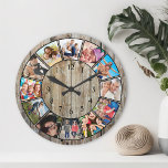 Create Your Custom Photo Collage Rustic Farmhouse Round Clock<br><div class="desc">Create your own personalized 12 photo Instagram photo collage wall clock with your custom images on a rustic farmhouse style wooden plank background. Add your favorite photos, designs or artworks to create something really unique. You can easily add more text or images, customize fonts and background. Treat yourself or make...</div>