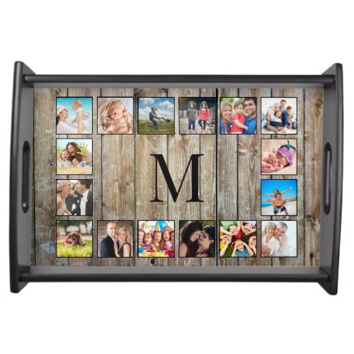 Create Your Custom Photo Collage Rustic Farmhouse Serving Tray