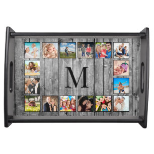 Create Your Custom Photo Collage Rustic Farmhouse Serving Tray
