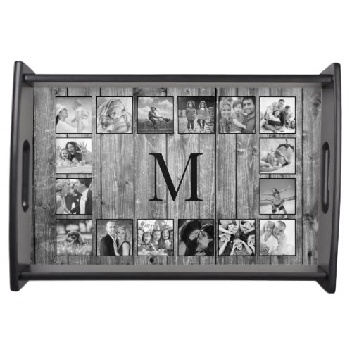 Create Your Custom Photo Collage Rustic Farmhouse Serving Tray