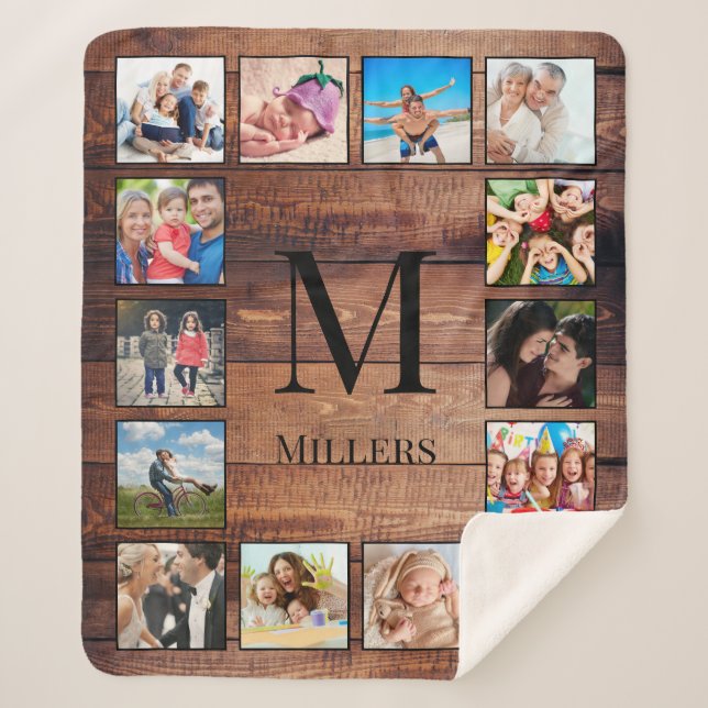 Create Your Custom Photo Collage Rustic Farmhouse  Sherpa Blanket (Front)