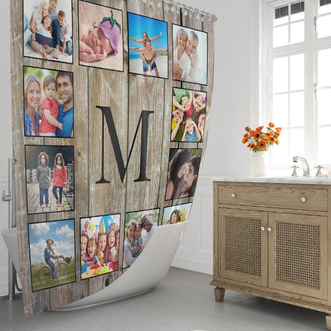 Create Your Custom Photo Collage Rustic Farmhouse Shower Curtain (Creator Uploaded)