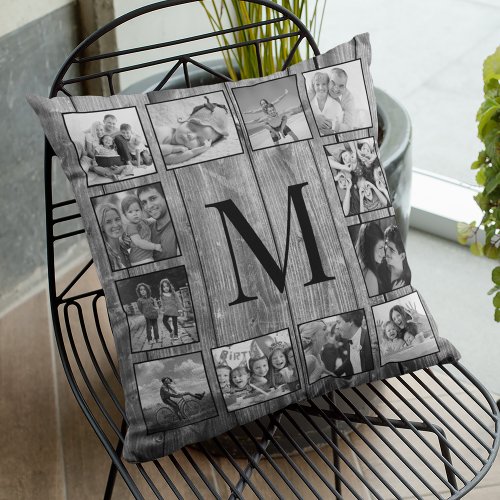 Create Your Custom Photo Collage Rustic Farmhouse Throw Pillow