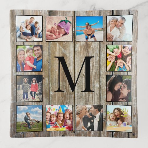 Create Your Custom Photo Collage Rustic Farmhouse Trinket Tray