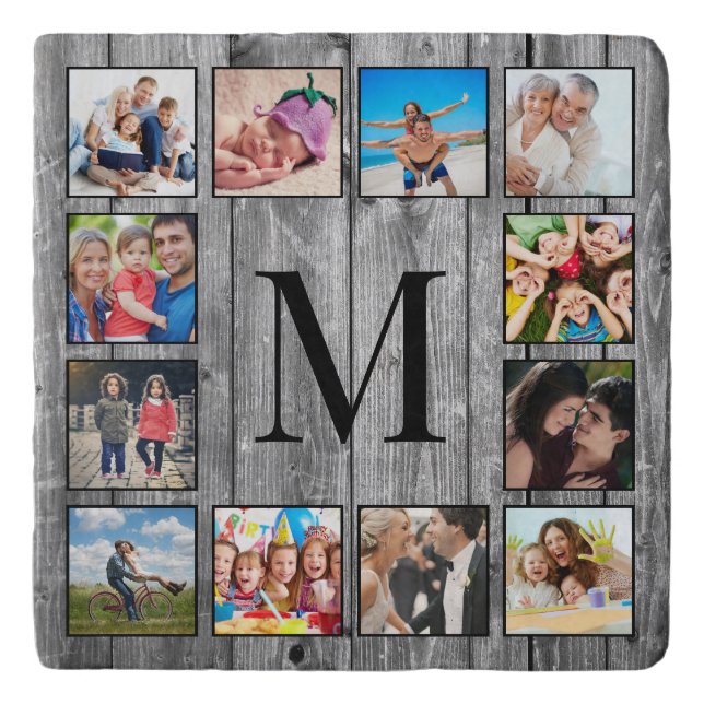 Create Your Custom Photo Collage Rustic Farmhouse Trivet (Front)